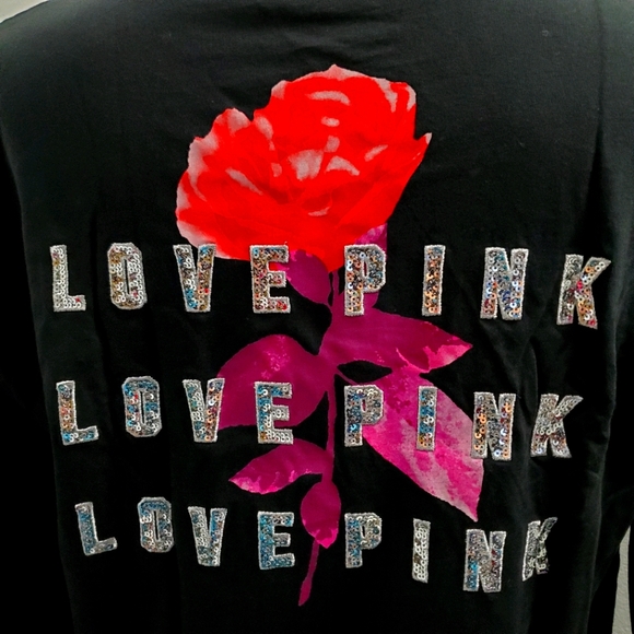 VS PINK FLORAL BLING LONGSLEEVE TEE - Picture 2 of 4